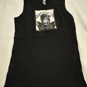 Abella Black Tank Top with Graphic Design